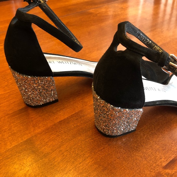 Stuart Weitzman Suede Glitter Sandals. Size 8.5. - Picture 4 of 11